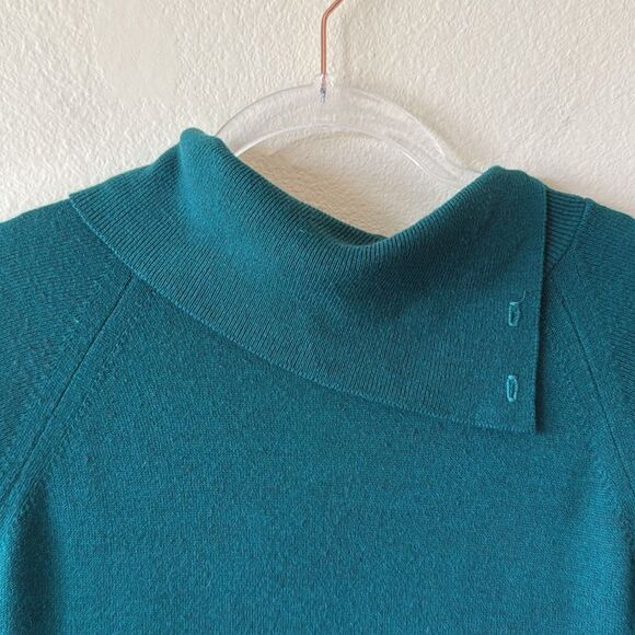 80’s Vintage Abercrombie & Fitch Emerald Green Fold Over Turtle Neck Midi Dress - Picture 3 of 12